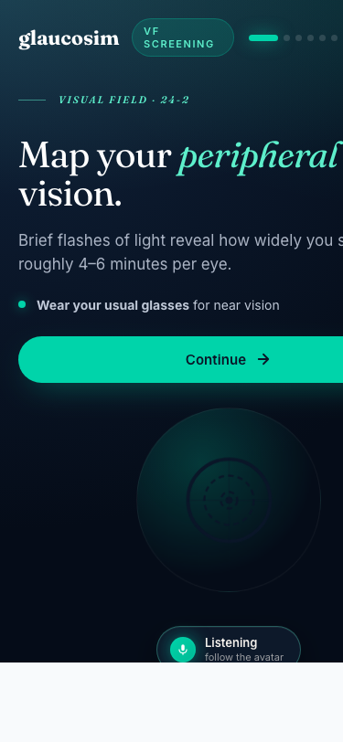 GlaucoSim visual field 24-2 test on iPhone